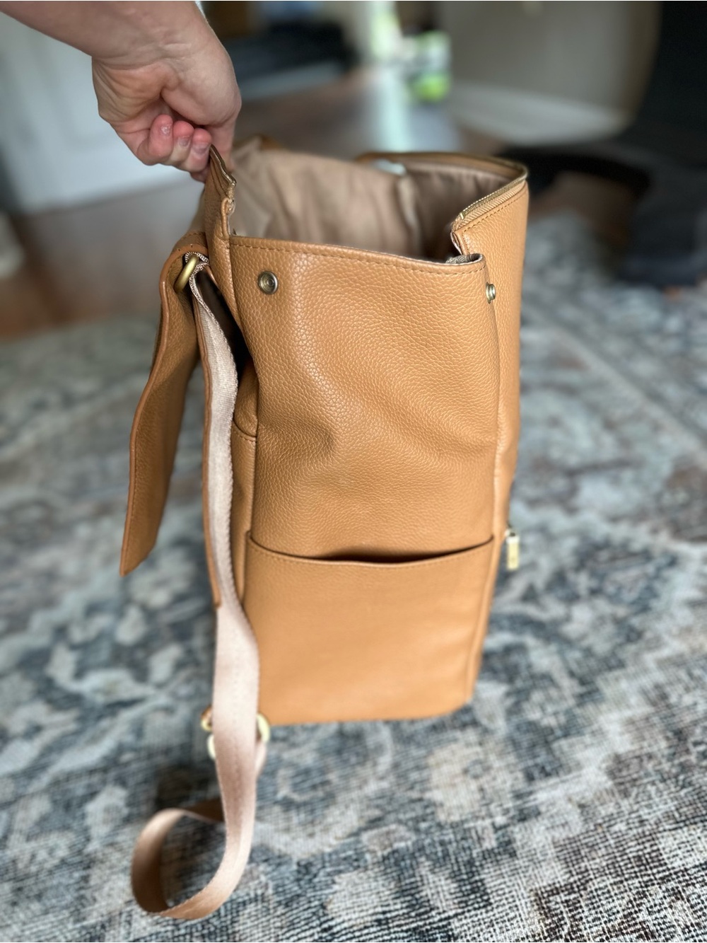 Freshly Picked Classic Diaper Backpack | Camel Vegan Leather - Picture 6 of 10